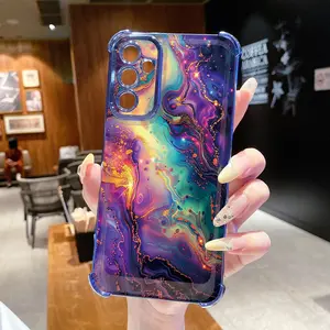 for Compatiable with Samsung Galaxy A15 A05 A35 A55 A14 A34 A33 A53 A73 A32 A56 A36 A06 A16 Luxury Marble Clear Plating Smartphone Case Anti Drop Cover