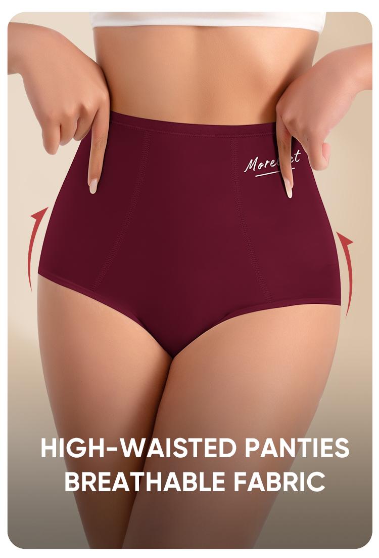 【Soft Cotton】Morelect 4/6/8 Pcs Women's High-Waisted Underwear, Breathable & Comfortable Panties,Classic Briefs with Signature Logo, Solid Color Panty for Year-Round Wear,S-XXXL,mothersdaygift.