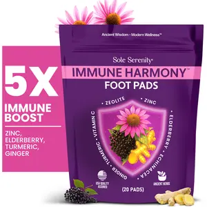 Sole Serenity Immune Harmony Foot Pads with Vitamin C, Elderberry, Echinacea, Ginger & Zinc -Herbal Wellness for Overall Body Balance (20 Pads)