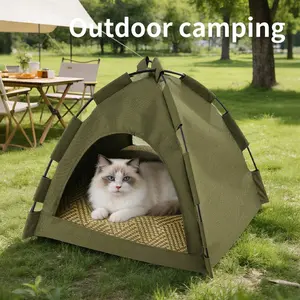 Summer Cooling Pad for Pets, Outdoor Pet Nest Tent, Soft Sided Kennel, Breathable Foldable Portable, Plain Simple Design, No Power Needed, Easy Installation, Dual-Sided Bed Mat