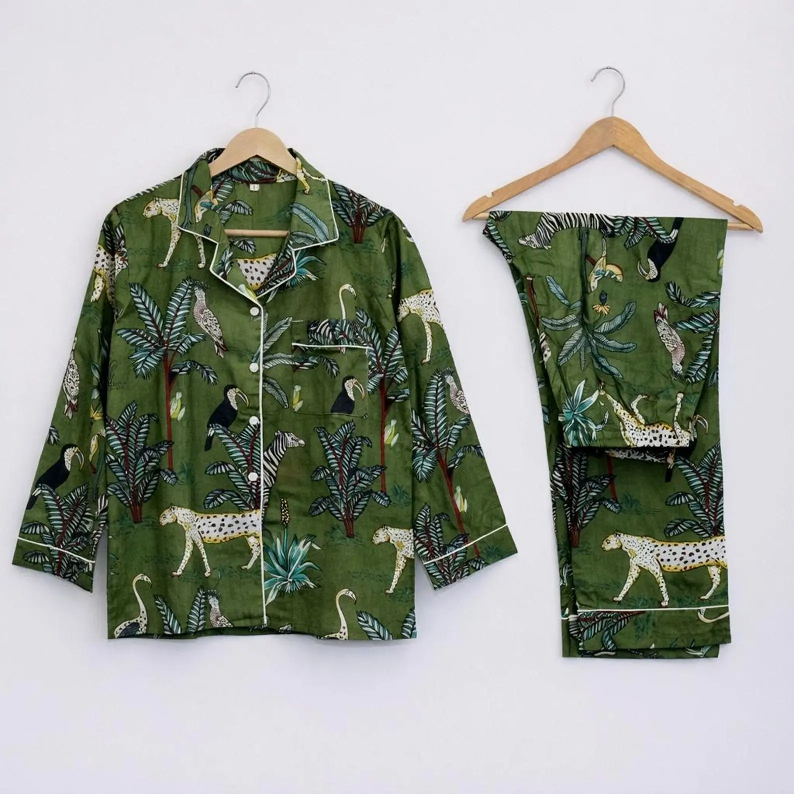 Hand Block Printed Pajama Set, Cotton Floral Sleepwear for Women, Indian Lounge Set, Soft Breathable Nightwear