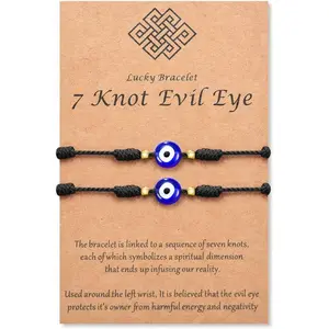 Evil Eye 7 Knot Lucky Bracelets Adjustable Red String Amulet for Women Men Symbol of Luck Fortune Protection and Prosperity