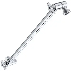 Singing Rain 15 Inch Extra Long Adjustable Shower Head Extension Arm With Locking Set Screw, Solid Brass Chrome Finish Angle Height Adjustable, Easy To Install, G1/2 Universal Connector Compatible