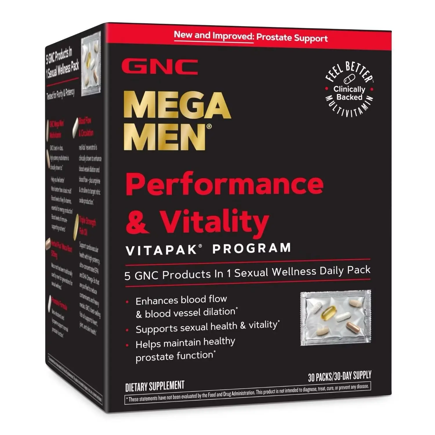 GNC Mega Men Performance & Vitality Vitapak Program - Healthcare Vitamin Supplement, 30-Day Supply