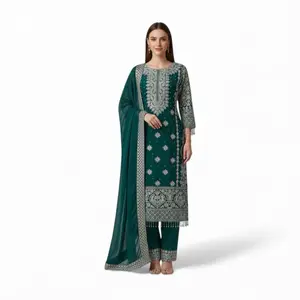 Heavy partywear kurta set perfect for any occasions and parties fully embroidered Womenswear Dress Long Sleeve Salwar Kameez