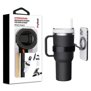 MyBat HydroStand MagSafe Phone Holder Strap Black for Tumblers Trekking Hiking Strollers and More Selfie Stick Combo Mount