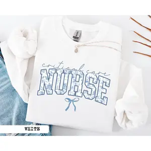 Chinoiserie Critical Care Nurse Short Sleeved T-SHIRT / Sweatshirt  - Critical Care Nurse shirt , school nurse , Icu Nurse Design Cotton Crewneck