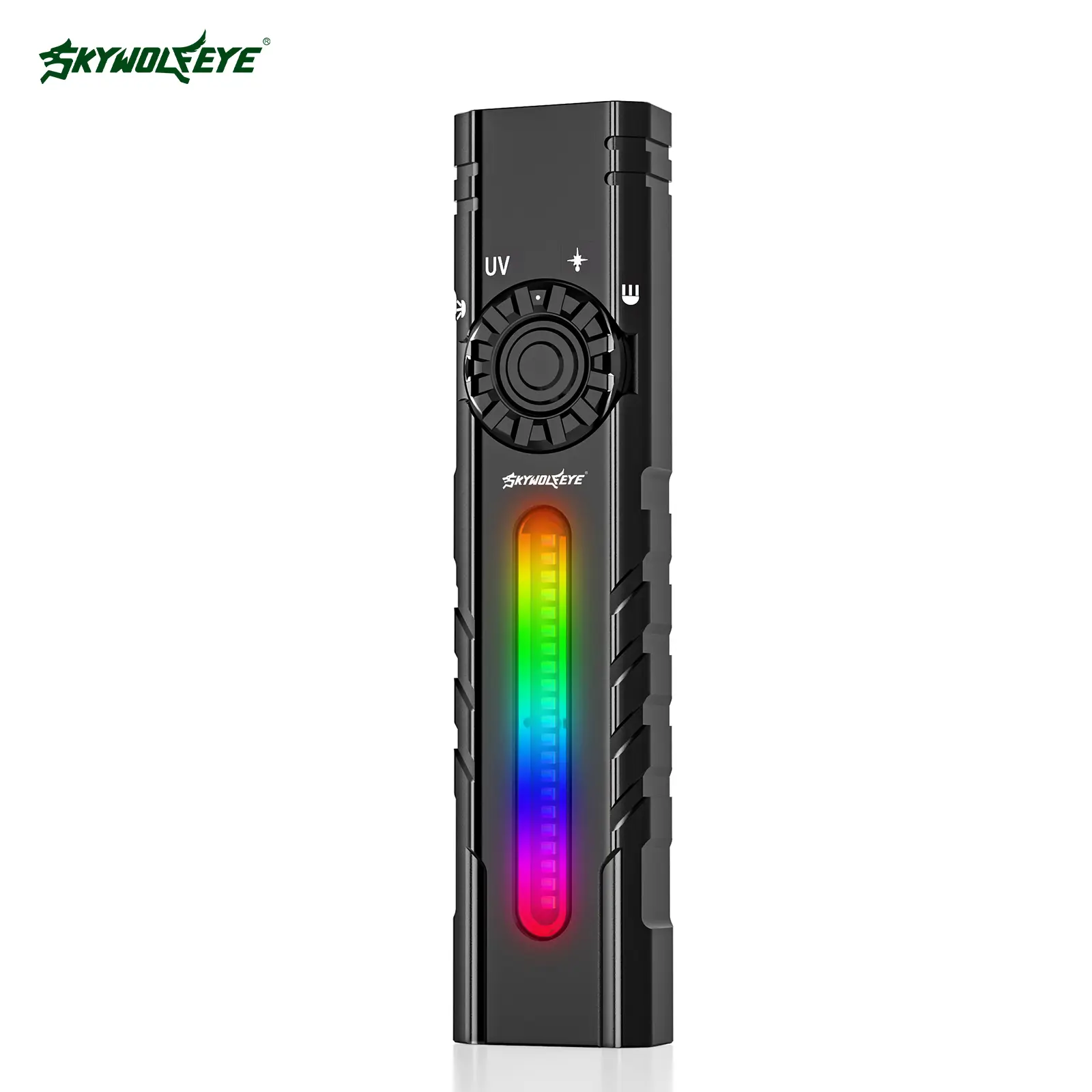 SKYWOLFEYE ST7 PRO Tactical Torch - 2200 Lumen Fast-Charging Flashlight with Strong Magnetic USB Port, Green Laser, 365nm UV Lamp, Color Changing RGB Warning Sidelight, Compact EDC Survival Lamp for Adults, Father's Day (Cells Included)