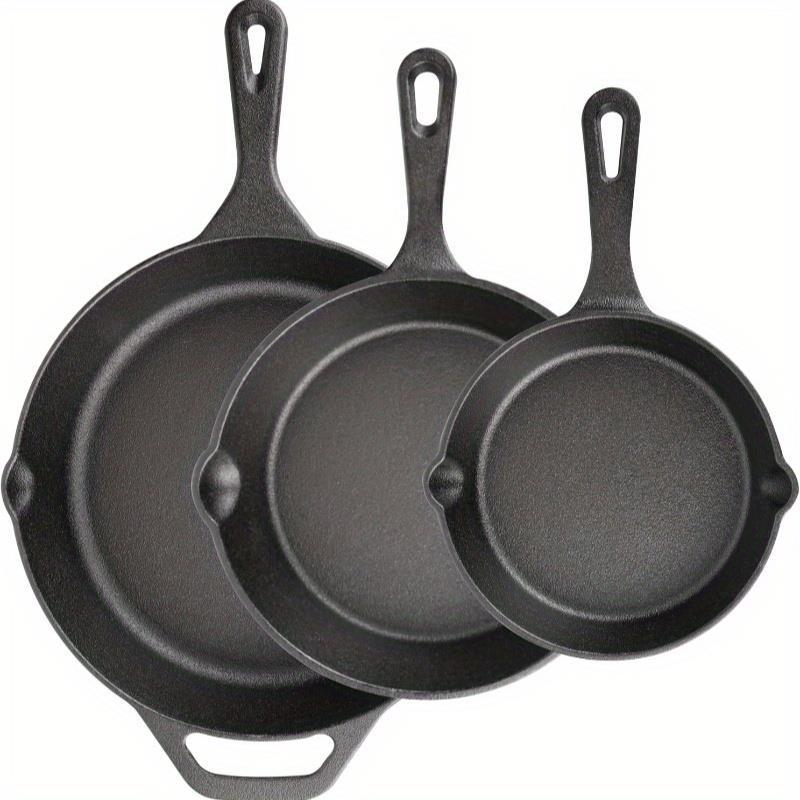 Kitchen Cast iron Skillets 3 Piece Set, Chefs Pan, Pre Seasoned Cast iron Skillets, 6, 8 & 10 Inches, Easy Use in the Oven, Stove, Grill, or Campfire,