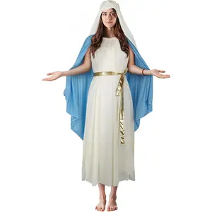 Women‘s Virgin Mary Costume Jesus Saint Dress Robe Halloween Masquerade Christmas Cosplay Outfit Birthday Party Blue ClothesTikTokShopBlackFriday