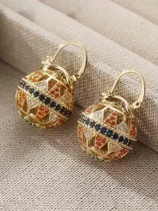 Vintage Palace Style Hollow Out Round Ball Colorful Zircon Earrings, Elegant Women's Party Jewelry, Unique Gift for Her, Fashion Earrings
