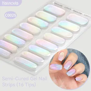 US-NAIL - Gradient Auroras Semi Cured Gel Nail Strips Sparkly Shinning DIY Gel Polish Stickers for Nails Works with UV/LED Nail Lamps