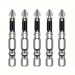5-Piece K5 Steel Magnetic Screwdriver Bit Set, Impact Resistant Slip-Resistant Drill Bits, Titanium Alloy High Magnetic Impact Bits, Professional Hex Shank and Magnetic Heads for Power Tools
