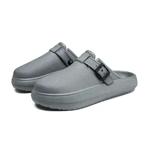 Unisex EVA Solid Color Clogs Black Nail Decor Casual Slip-On Round Toe Mules with Adjustable Buckle Comfortable All-Season Beach Footwear Non-Slip Durable Daily Walking Shoes