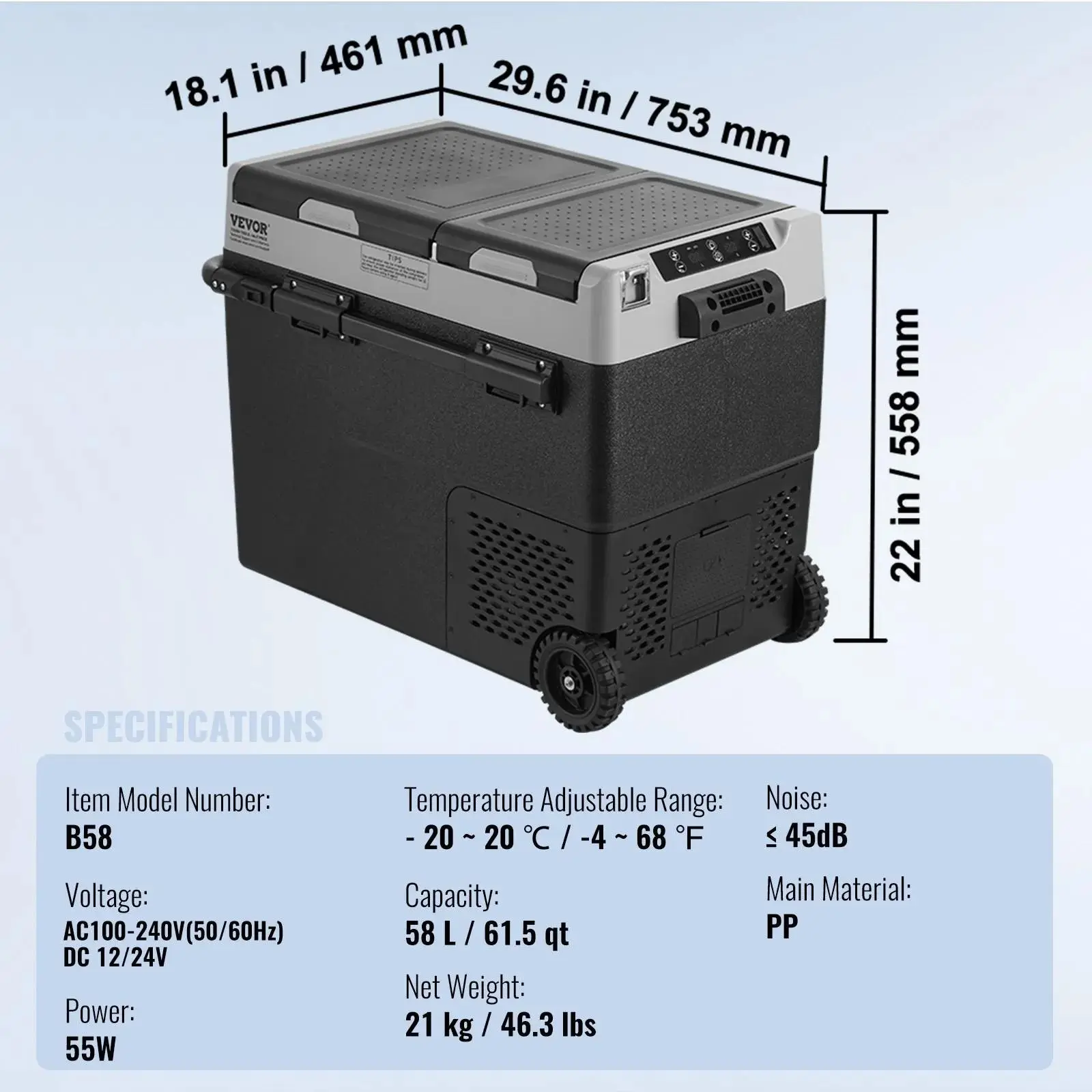 61.5QT/58L Dual Zone & Dual Temp