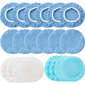 20 Pieces Car Orbital Buffer Polisher Pad Bonnet Microfiber Max Bonnet Polishing Buffing Pad Cover(5-6 Inches)