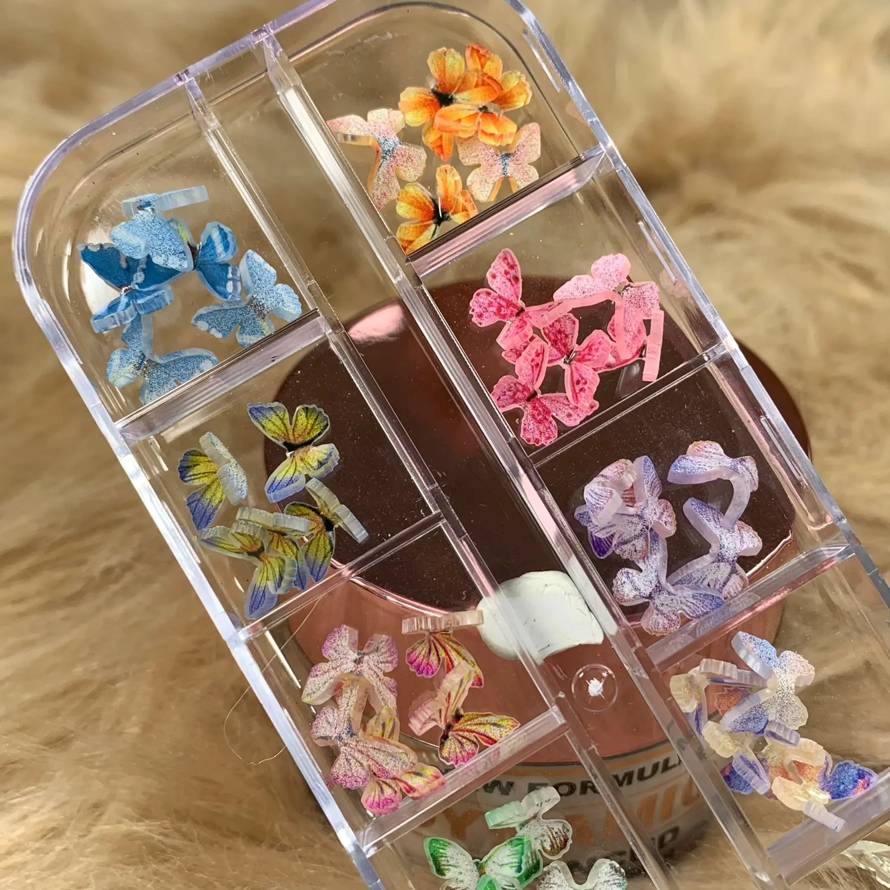 Multi-color resin butterfly charms for nails art design
