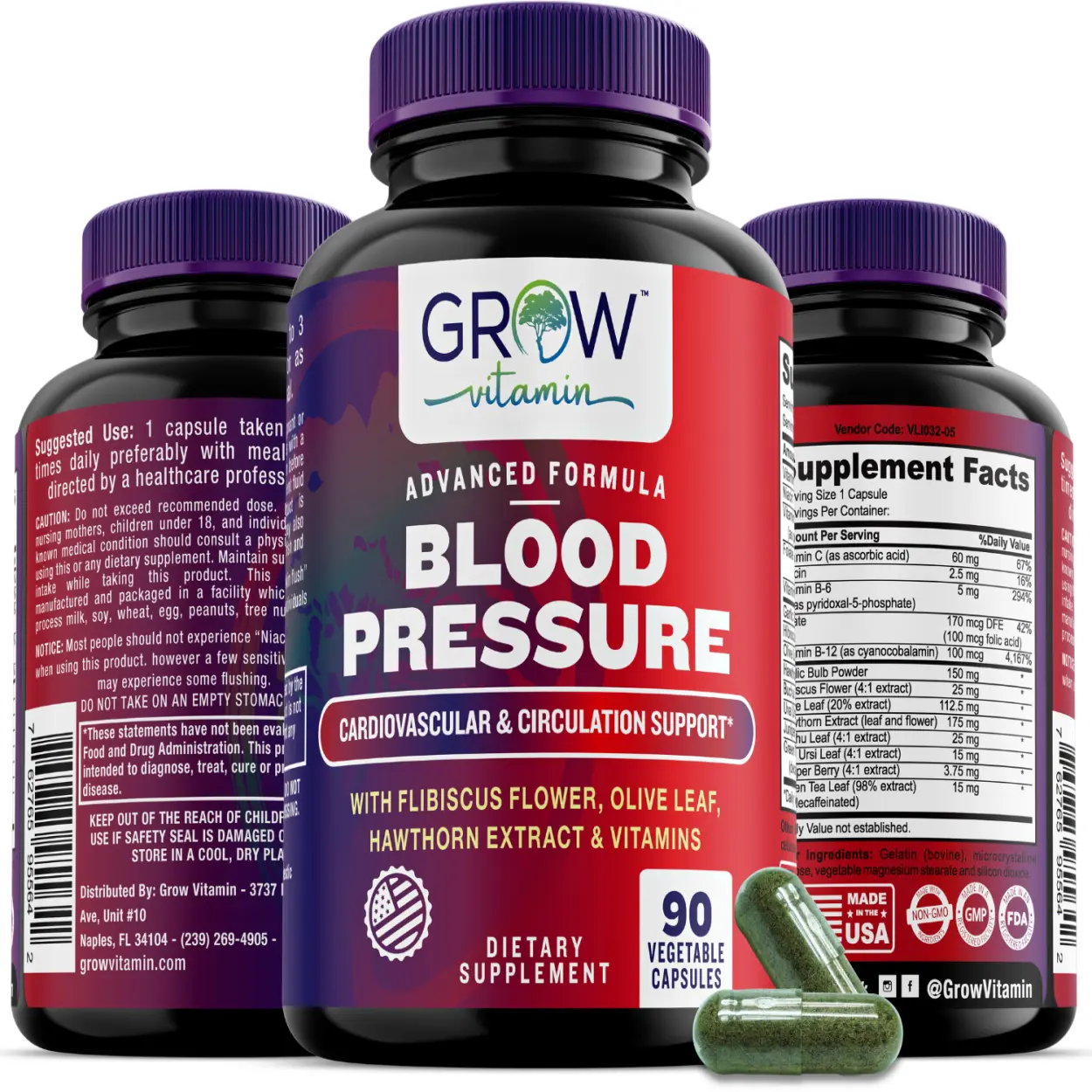 Snap Premium Heart Health Natural Dietary Supplement - Vitamin-Infused Herb Blend, Blood Pressure Control, Cholesterol Management, Healthy Kidney Function Capsules, 90 Count, Made in USA for Adults, GMP Certified Facilities Produced Grow Vitamin Formula