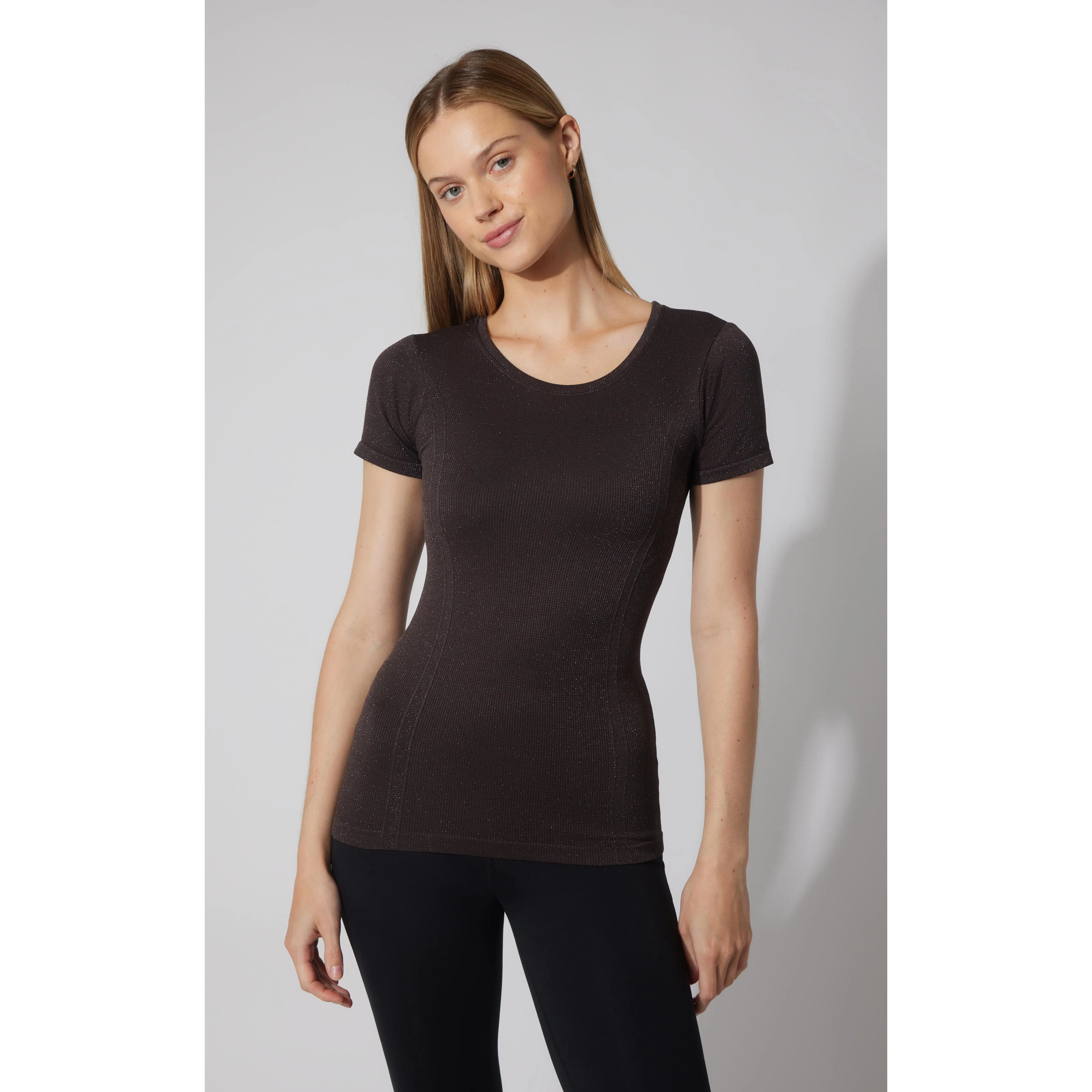 Lurex Seamless Short Sleeve Active Shirt
