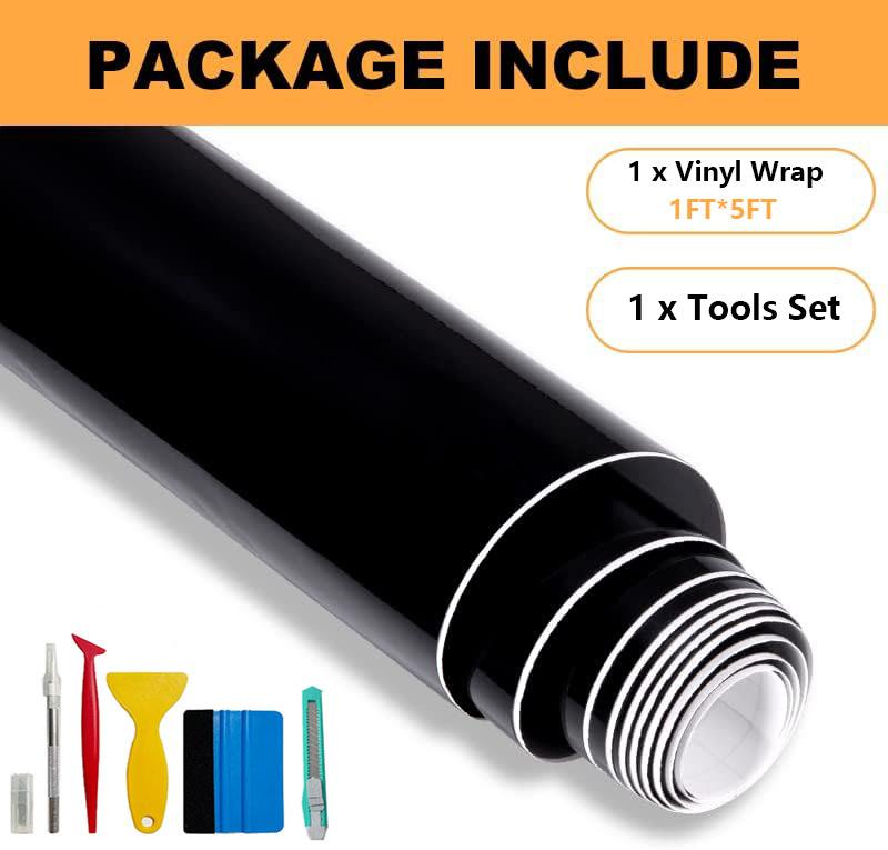 12*60" Gloss Vinyl Wrap 1ft X 5ft Air-Release Glossy Car Wrap Adhesive Film Automotive Vinyl Sticker For Cars Motorcycle DIY Detailing Paper Air Release Decal Sheet  With Tools (1FT*5FT)