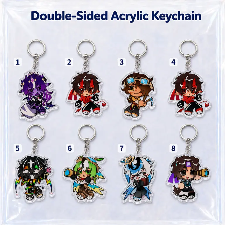 Minecraft MCYT Acrylic Keychain, Double-Sided Chibi YouTuber Character Bag Charm, Gamer Collectible Gift