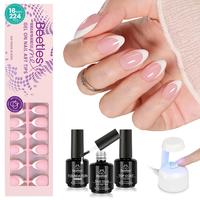 224 Pcs Short Almond+Top Base+Glue+ Uv Lamp