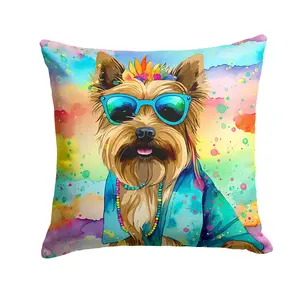 Cairn Terrier Hippie Dawg Fabric Decorative Pillow