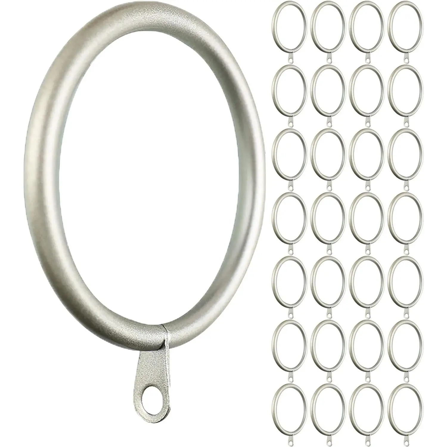 28 count 2-Inch Inner Diameter Metal Curtain Rings with Eyelets (Set of 28, Pewter)