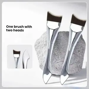 【Super Thin Blade Foundation Makeup Brush Ultra-Precise】Shape Soft Synthetic Bristles Flawless Finish Dual-Ended Gua Sha & Hygienic Scoop Eco-Friendly Recycled Material Professional Grunge Makeup Tools Set Christmas & New Year gifts Lipstick and