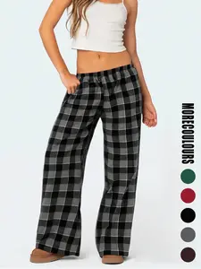 Women's Plaid Fitted Sleep Pants, Casual Comfortable Homewear Loungewear, Fall Fashion Ladies' Pajamas, Multiple Styles Available