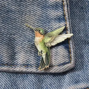 1pc Green Hummingbird Enamel Brooch | Fashion Decorative Lapel Pin, Casual Style, Zinc Alloy Material, Kawaii Pin, Enamel Pin