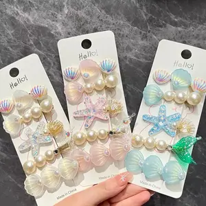 Sweet starfish shell hair clip for girls, cute mermaid tail hair accessory, side bangs clip, duckbill hair clip, head decoration
