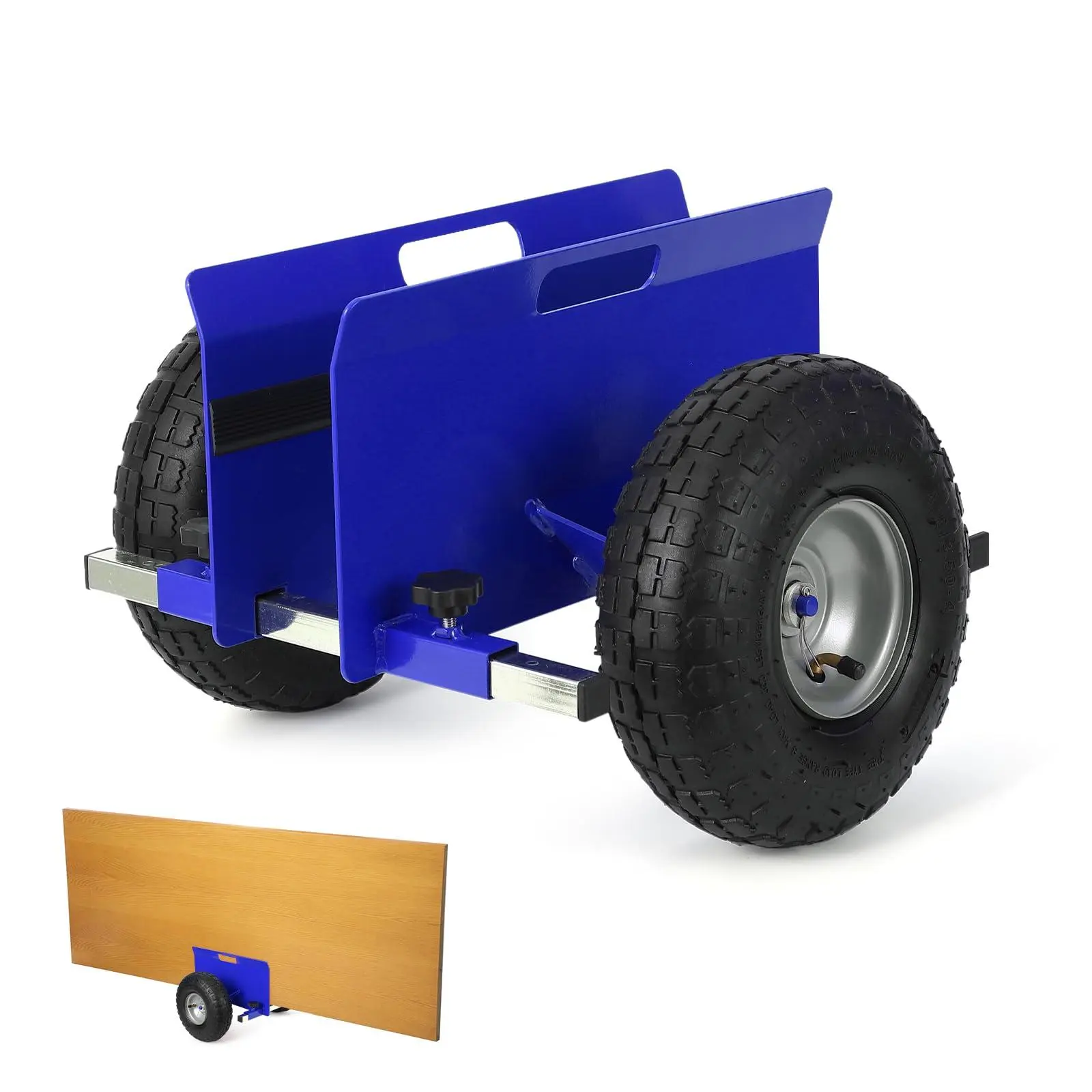 Plate Trolley, 272 kg Load Capacity, with 25.4 cm Rubber Air Tyres, Clamp Cart, Plate Transporter with Universal Wheels, Transport Aid, Plate Roller, Platform Trolley, Trolley,Blue