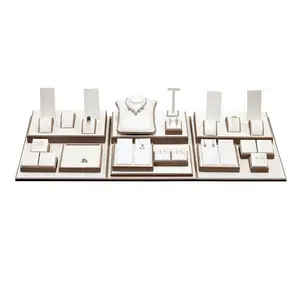 28-Piece White & Gold Luna Jewelry Showcase Display Set