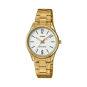 Casio Women’s Gold Analog Watch White Dial Steel Bracelet - LTP-V005G-7BUDF