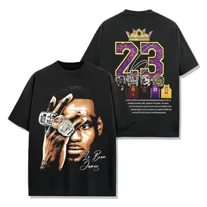 LeBron James Men Cotton TShirt Vintage Streetwear Fitness Muscle Black