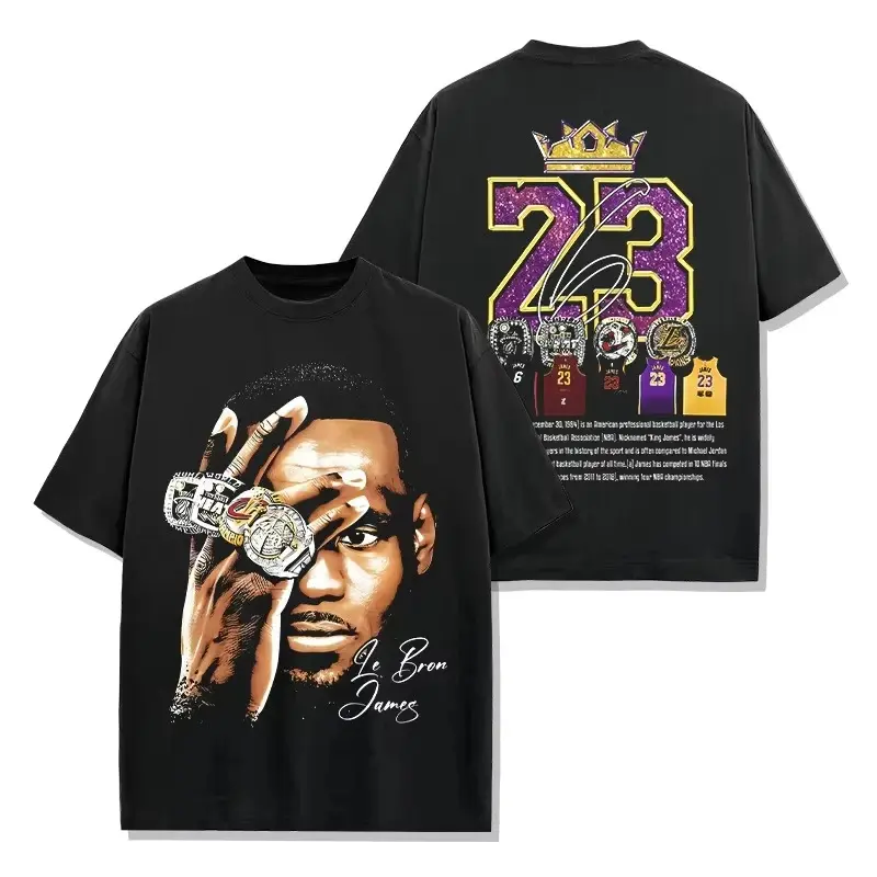 LeBron James Men Cotton TShirt Vintage Streetwear Fitness Muscle Black