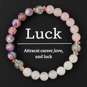 Attract Good Luck and Attract Love Natural Rose Quartz Beaded Bracelet - Boho Artisan Jewelry for Women, Spiritual Crystal Gift for Her, Perfect Gift
