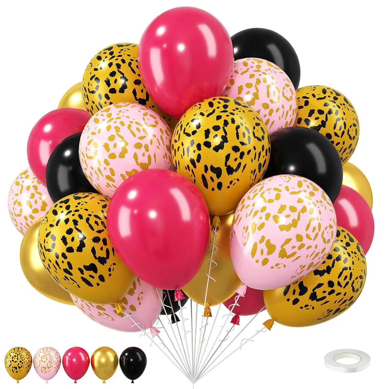 Cheetah Balloons, 12 Inch Pink Black Gold Leopard Print Balloons Cheetah Print Latex Jungle Animal Balloon Cheetah Decoration For Wild Birthday Baby Shower Zoo Jungle Safari Theme Party Supplies