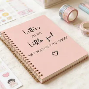Daughter Family Theme Spiral Notebook - High-quality printed thick cover, horizontal lines on inner pages, suitable for mother diaries, mother gifts, durable spiral binding, diary book, girls' diary book, school diary book, suitable for use in 4 seasons.
