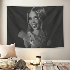 Classic Black & White Portrait Wall Flag, Vintage Cinematic Feeling, Mid-century Modern Black Flash Manga Style, Y2K 2000s Grunge Aesthetic, For Adult Fans, Art Lover Decor, Living Room, Bedroom Wall Hanging