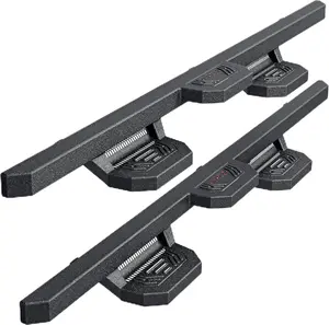 Side Step Bars for 2019-2025 Chevy Silverado/Sierra 1500 & 2020-2025 Silverado/Sierra 2500HD 3500HD Crew Cab, Single Tube Nerf Bars with Drop Steps, Steel Side Steps