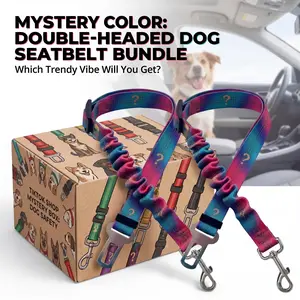 2-Pack Pet Dog & Cat Seat Belts for Cars, Adjustable Safety Leash/Harness Compatible with Vehicle Headrests