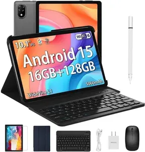 【NOW 5＄off】 U10-VIP Android 15(2025)with Mouse, keyboard, stylus, data cable, protective film, protective case,10 inch,16GB+128GB/2TB Expand, 2.0GHz Quad Core Gaming Tablets with 1280x800 IPS HD Touchscreen,WiFi 6/5060mAh/Dual Camera/BT 5.0/OTG