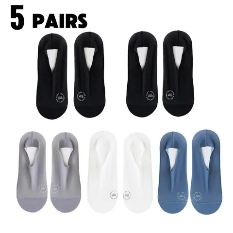 Men's 5-Pack Plain Solid Ultra-Thin 0.1cm Heat-Cool Mesh Polyester Grip Socks - Casual Wrap Fit, Comfortable, Anti-Slip Support No Show & Liner Socks, Enhanced Airflow, Grip Heel, Sweat-Reducing, All Seasons Menswear
