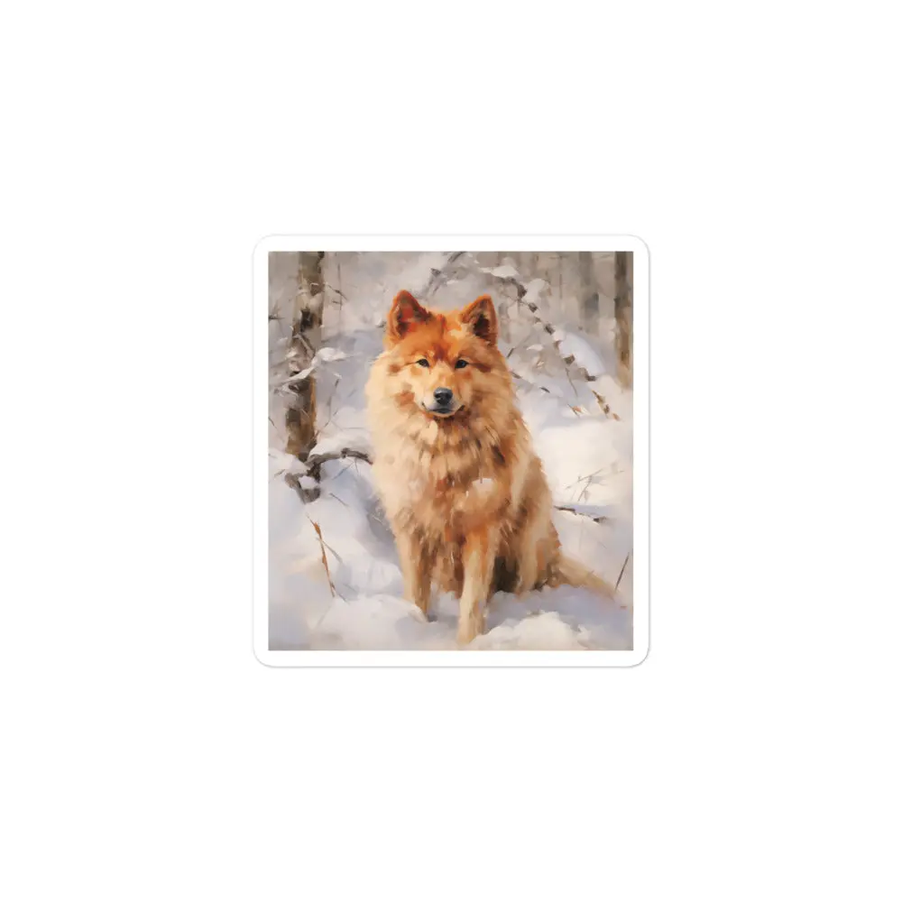 Finnish Spitz in Snow stickers