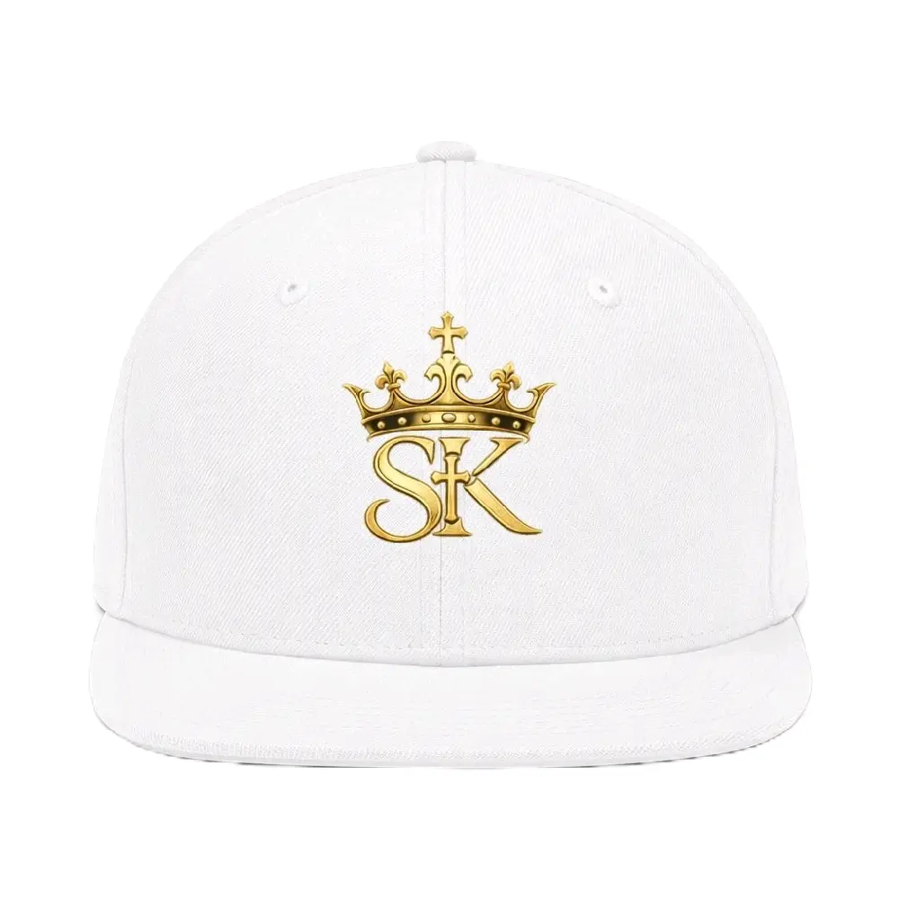 White Snapback Hat with Gold Crown Logo SK Design for Men Women  | Strength of a Kingdom