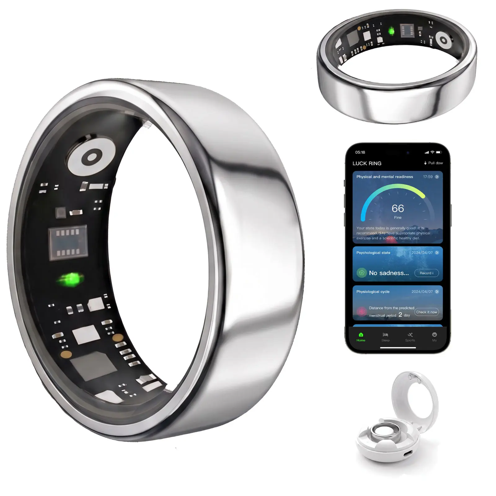 Cufasay 2026 Smart Ring Gift Set for Couples — A fitness and health tracker designed specifically for couples, featuring heart rate, sleep, and blood oxygen monitoring, along with functions such as step counting and camera control; compatible with Apple H