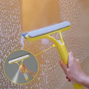 3 in 1 Window Cleaning Scrape, Wiper and Duster Set, with Spray Function, Multi-functional Household Cleaning Tools, Car Windshield Cleaning Tools, Lightweight Silicone Microfiber Duster, Mirror Cleaning Tools