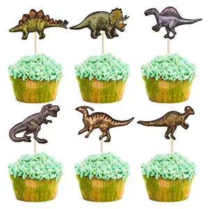 36Pcs Dinosaur Cupcake Toppers Roar Dinosaur Cupcake Picks Dino Cake Decorations for Boys Dinosaur Theme Birthday Babyshower Party Decorations